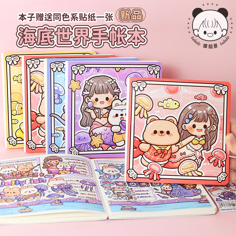Underwater World Series Cute Cartoon Characters Hand Ledger Diary Book #B9096