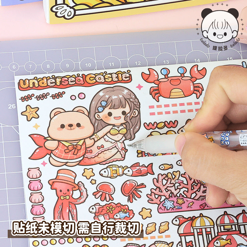 Underwater World Series Cute Cartoon Characters Hand Ledger Diary Book #B9096