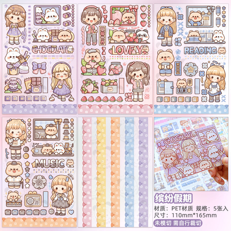 New Cute Girl Handbook Diary Decoration Sticker #S9100