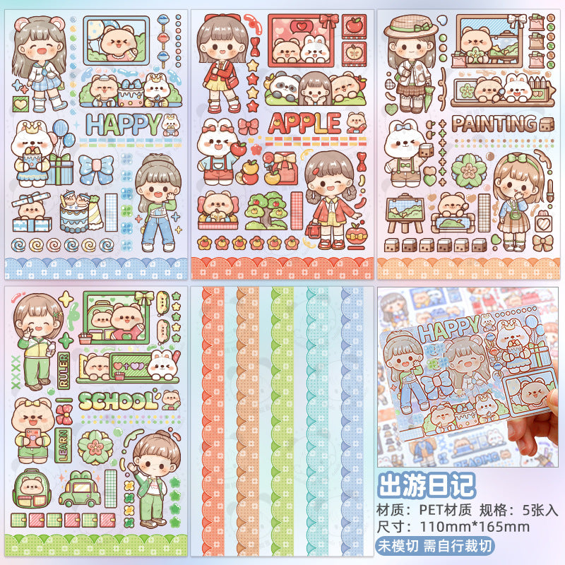 New Cute Girl Handbook Diary Decoration Sticker #S9100