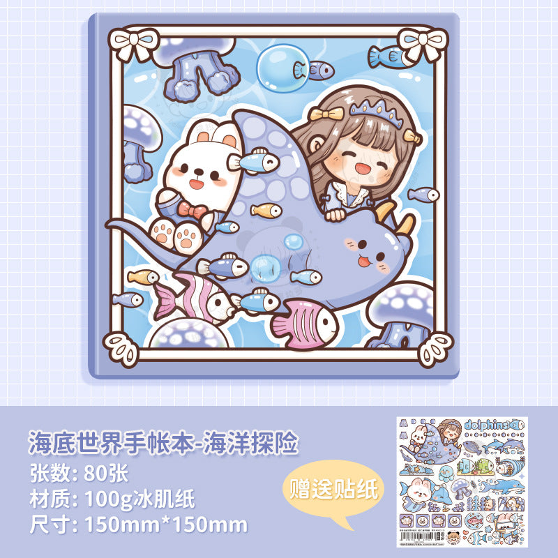 Underwater World Series Cute Cartoon Characters Hand Ledger Diary Book #B9096
