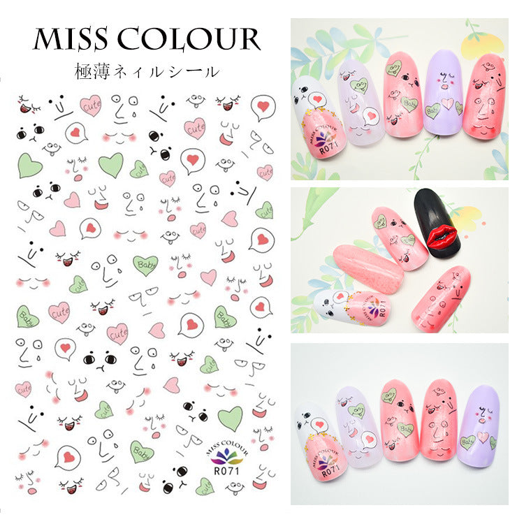 cute smiley decal emoji pack smile pattern nail sticker #s0351