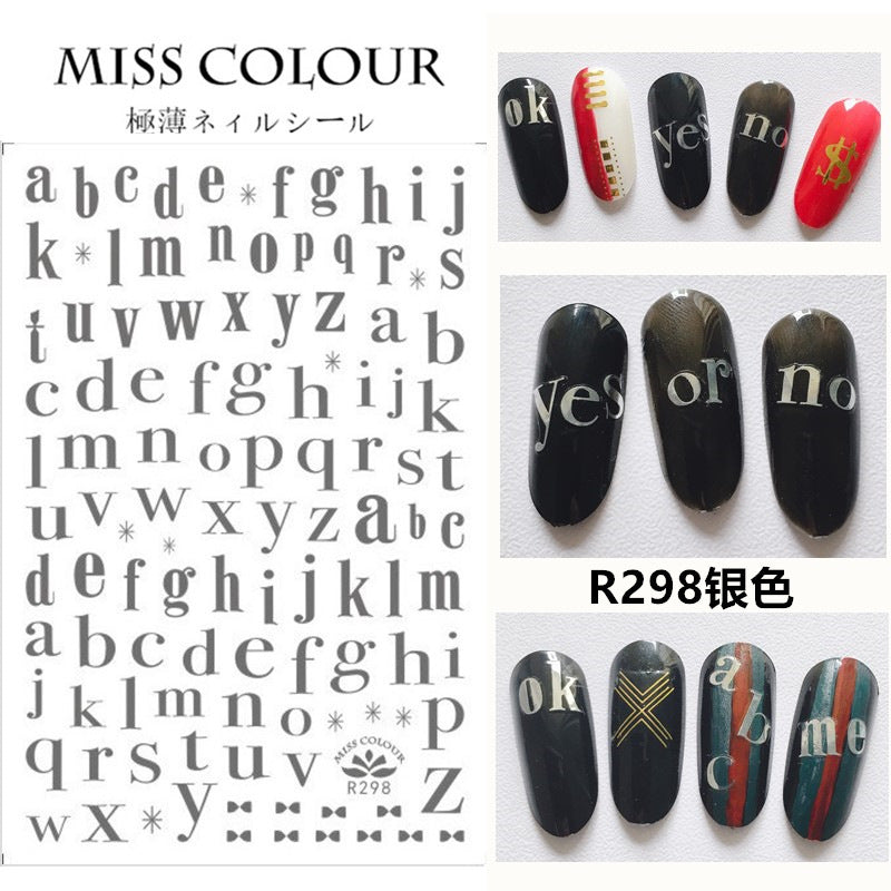 3D bronzing English alphabet nail stickers #s9326