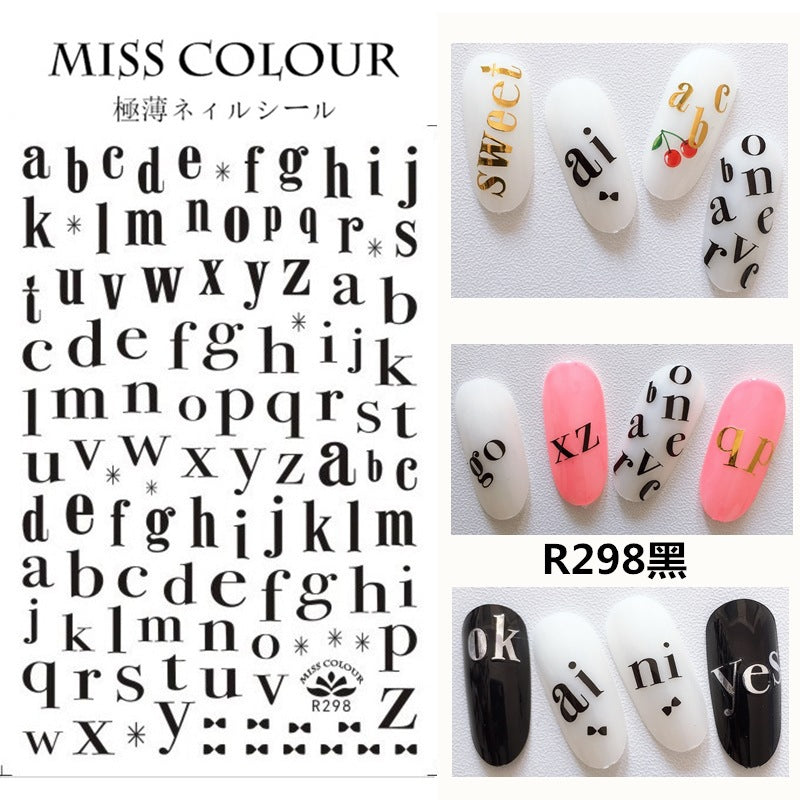 3D bronzing English alphabet nail stickers #s9326