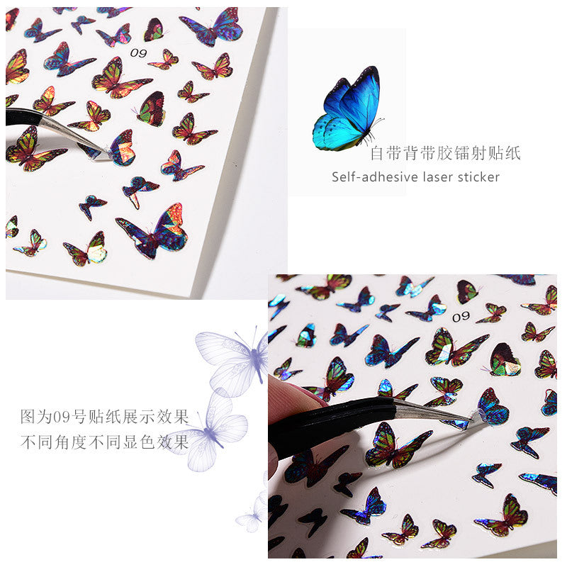 Laser Butterfly 3D Sticker Waterproof Nail Sticker #s5561