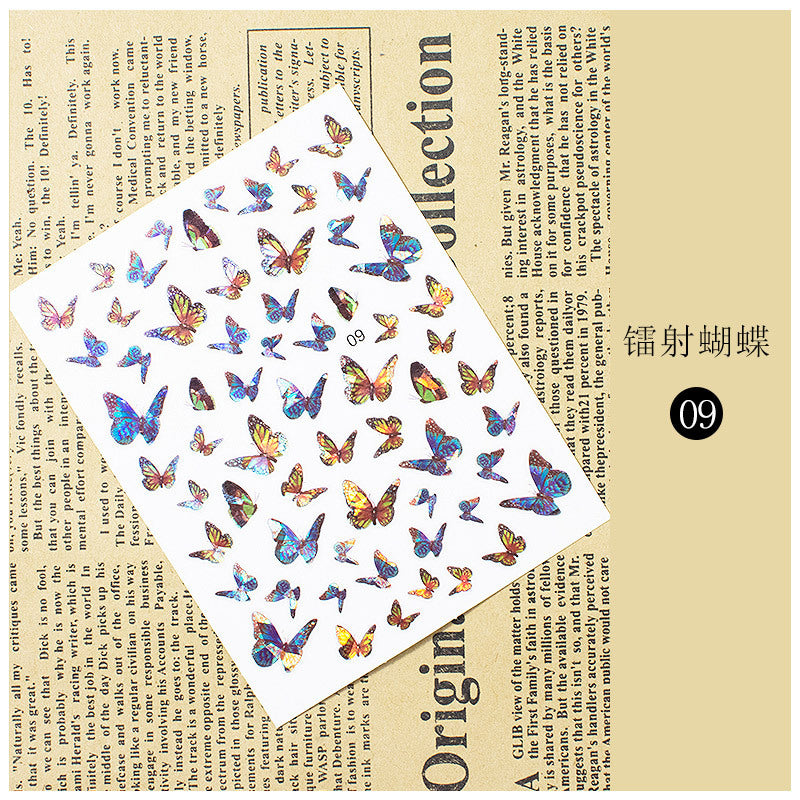 Laser Butterfly 3D Sticker Waterproof Nail Sticker #s5561