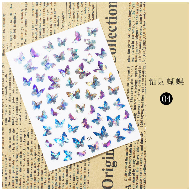 Laser Butterfly 3D Sticker Waterproof Nail Sticker #s5561