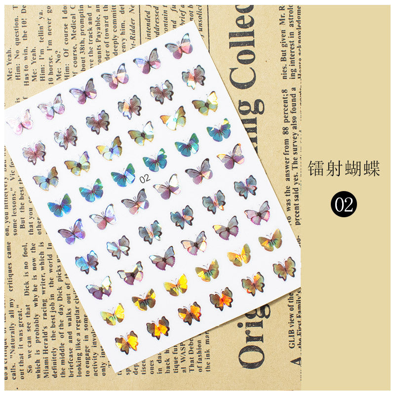 Laser Butterfly 3D Sticker Waterproof Nail Sticker #s5561