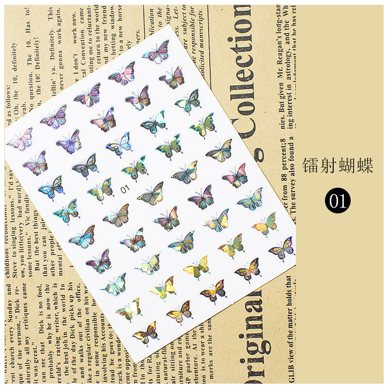 Laser Butterfly 3D Sticker Waterproof Nail Sticker #s5561