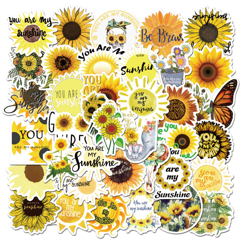 500 sheets of sun flower little bee succulent green plant graffiti stickers waterproof #S5472