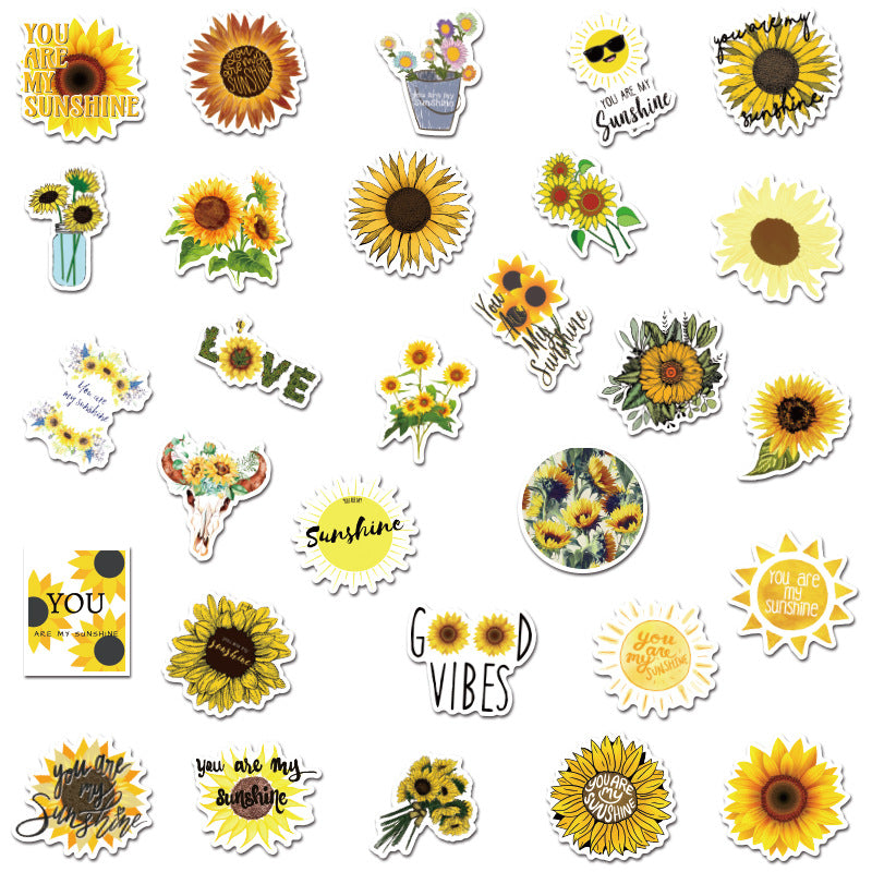 500 sheets of sun flower little bee succulent green plant graffiti stickers waterproof #S5472
