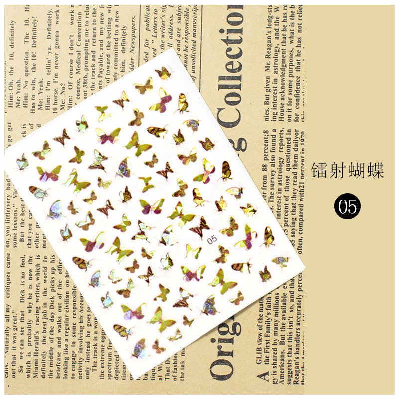 Laser Butterfly 3D Sticker Waterproof Nail Sticker #s5561