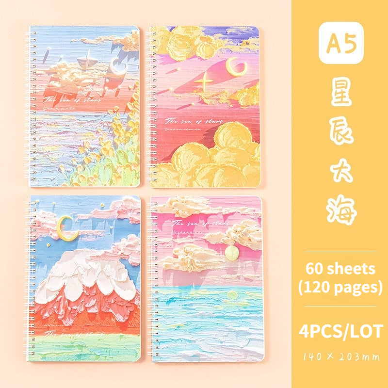 60 sheets/120 pages Oil painting coil book A5 notebook 4PCS/LOT #BK7732