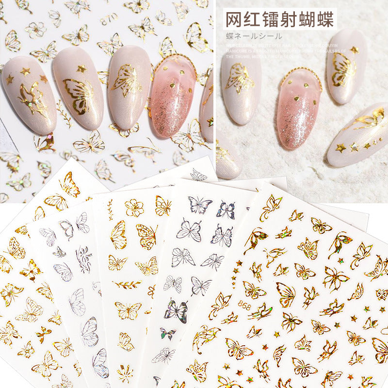 Simulation Laser Butterfly 3D Sticker Waterproof Nail Sticker #s6554
