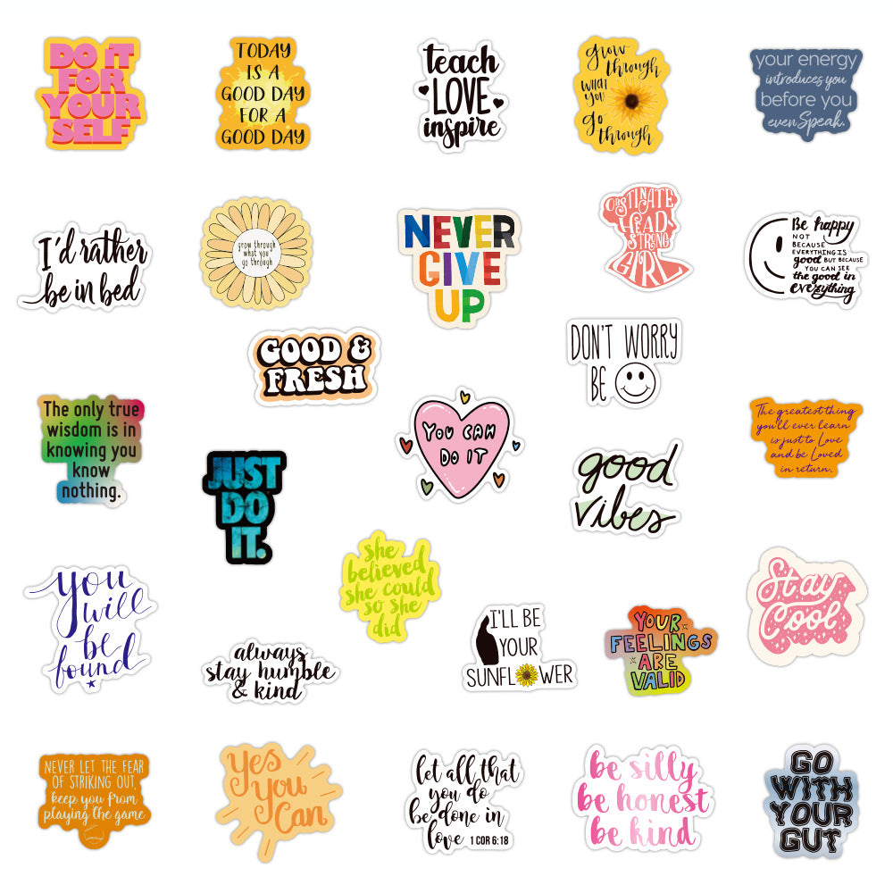 100PCS Colorful Inspirational Classical Doodle Stickers #S1865