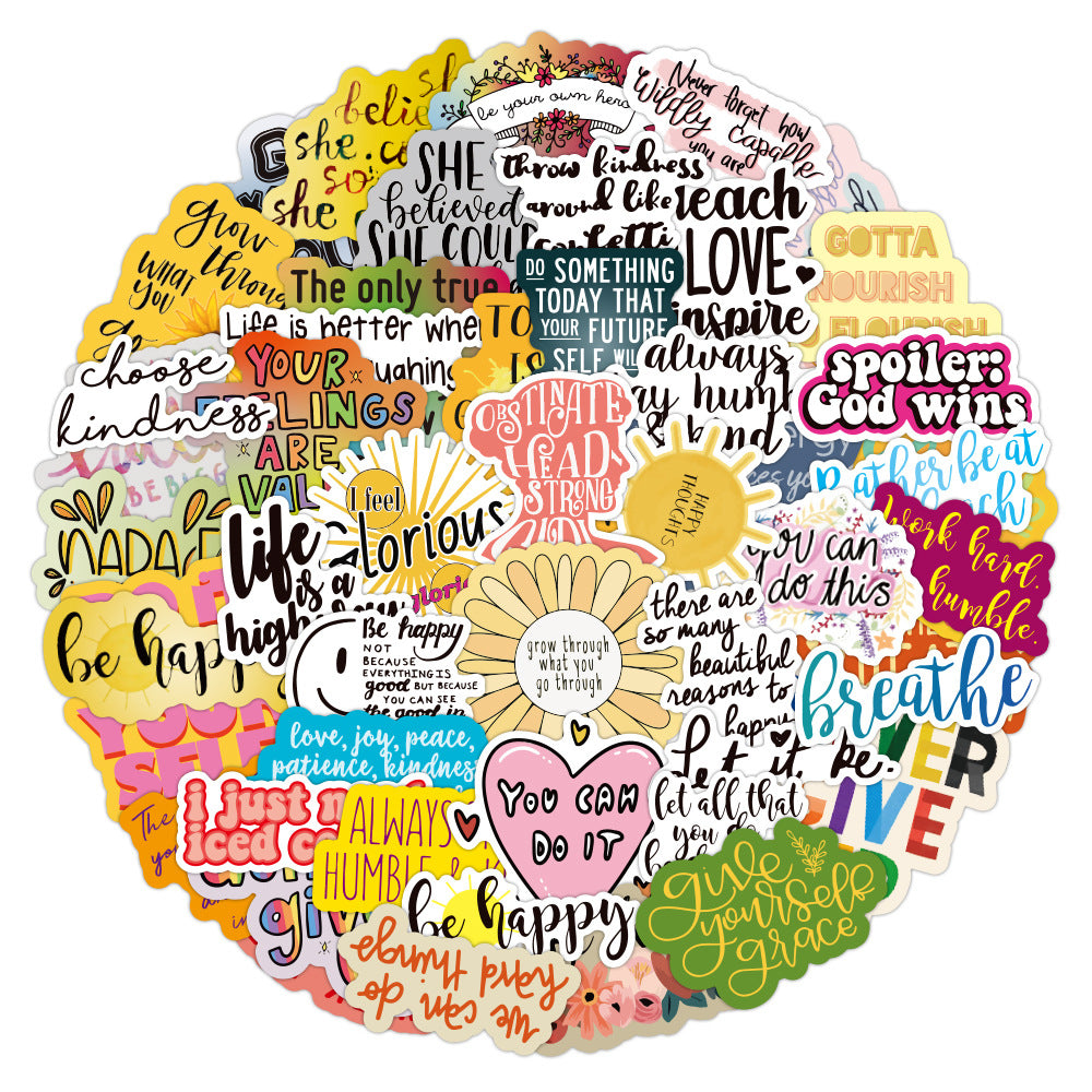 100PCS Colorful Inspirational Classical Doodle Stickers #S1865