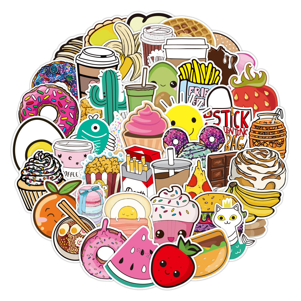 100pcs No Repeat Food Doodle Stickers #S7235