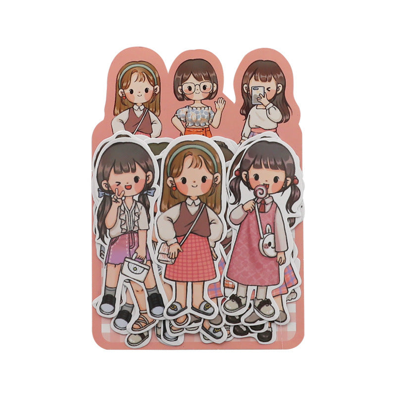 PVC cute girl hand account character material sticker 20pcs/lot #s8645