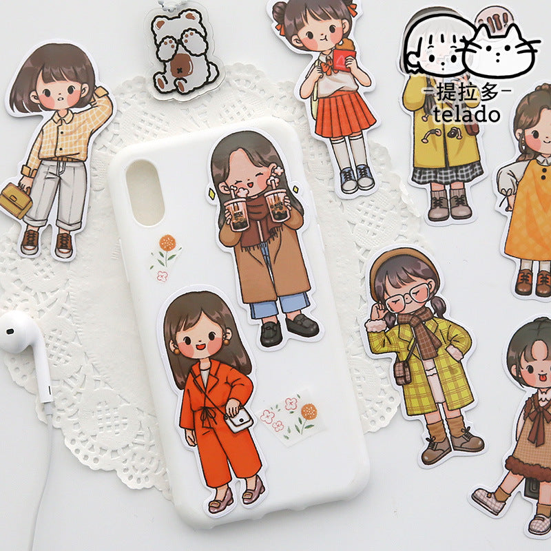 PVC cute girl hand account character material sticker 20pcs/lot #s8645
