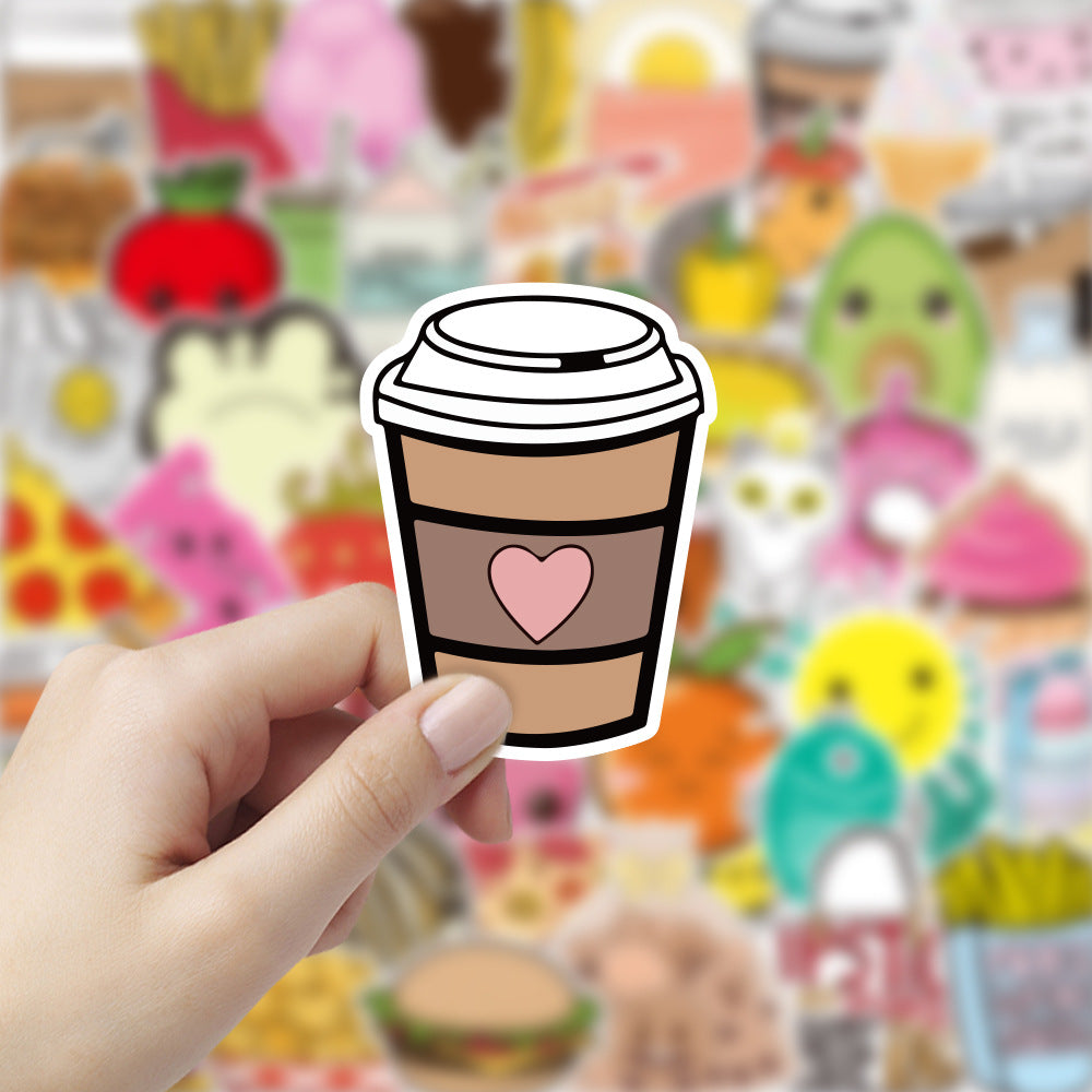 100pcs No Repeat Food Doodle Stickers #S7235