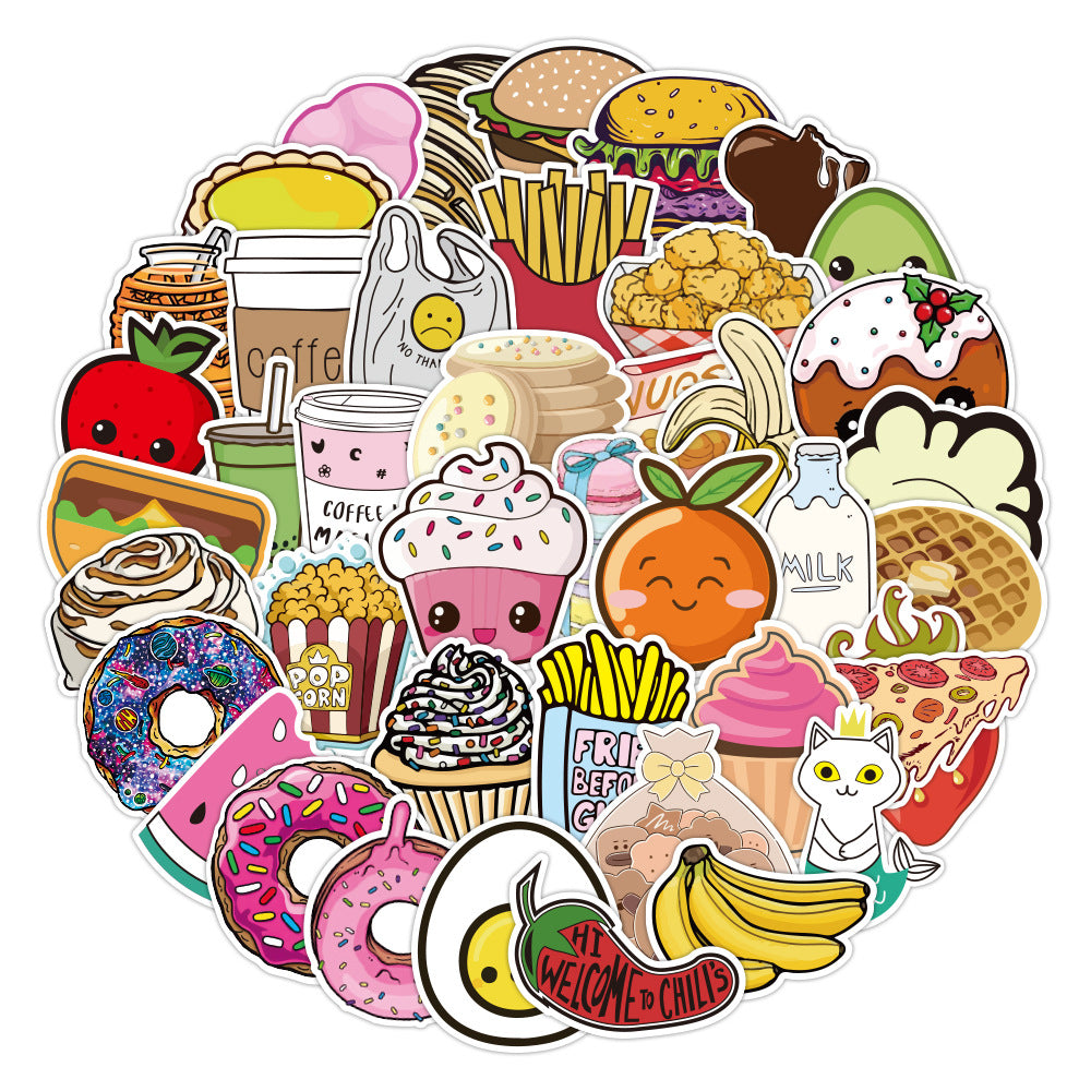 100pcs No Repeat Food Doodle Stickers #S7235
