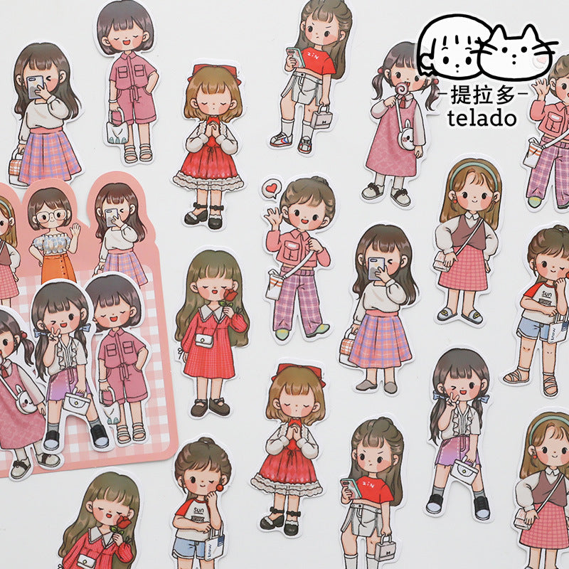 PVC cute girl hand account character material sticker 20pcs/lot #s8645