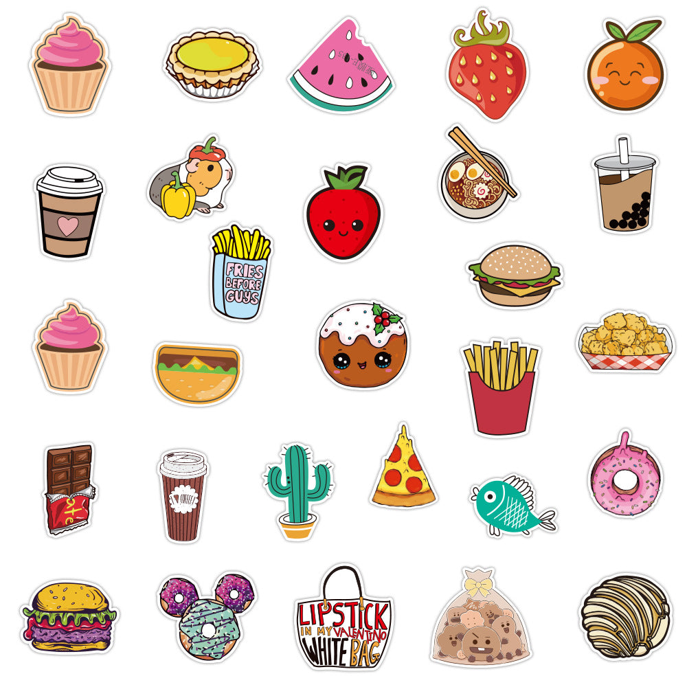100pcs No Repeat Food Doodle Stickers #S7235