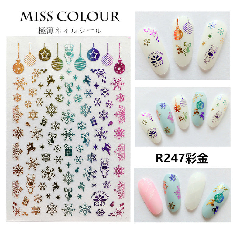 Christmas Colored White Snowflake Nail Stickers #s2198