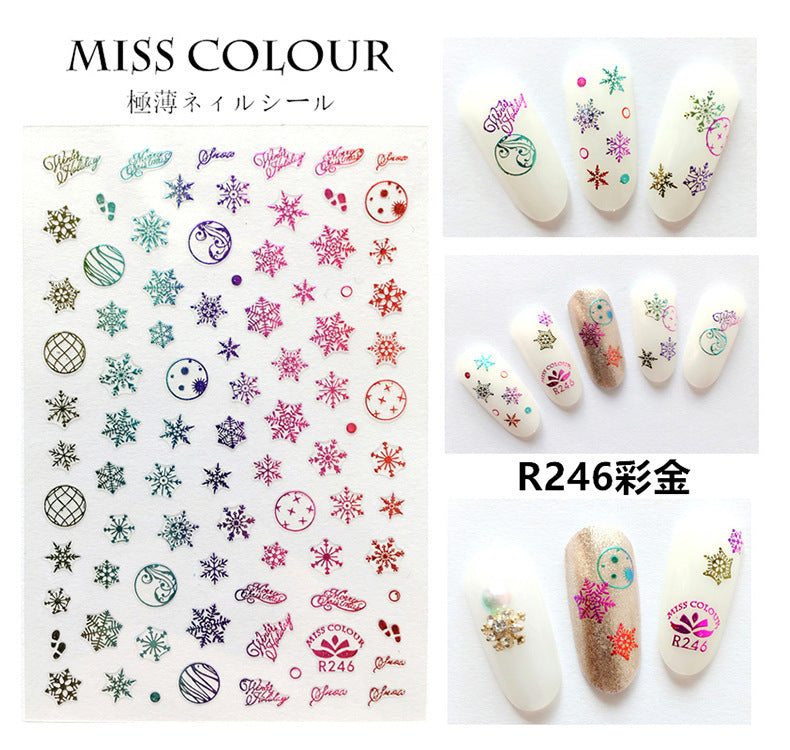 Christmas Colored White Snowflake Nail Stickers #s2198