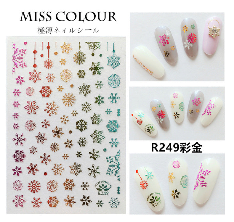 Christmas Colored White Snowflake Nail Stickers #s2198