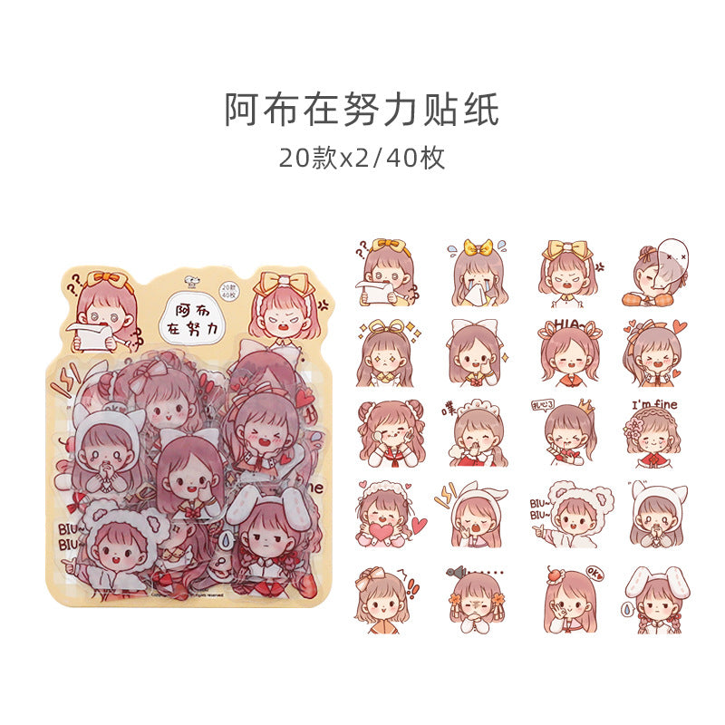 Cute expression hand account character sticker PET waterproof sticker #S7148