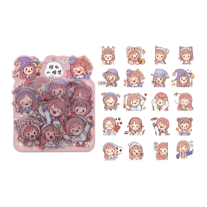 Cute expression hand account character sticker PET waterproof sticker #S7148