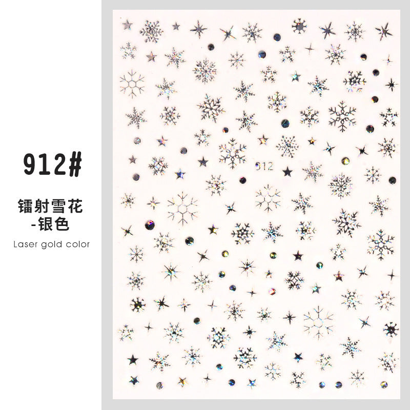 Christmas Laser Gold Silver Snowflake Nail Stickers#s0072