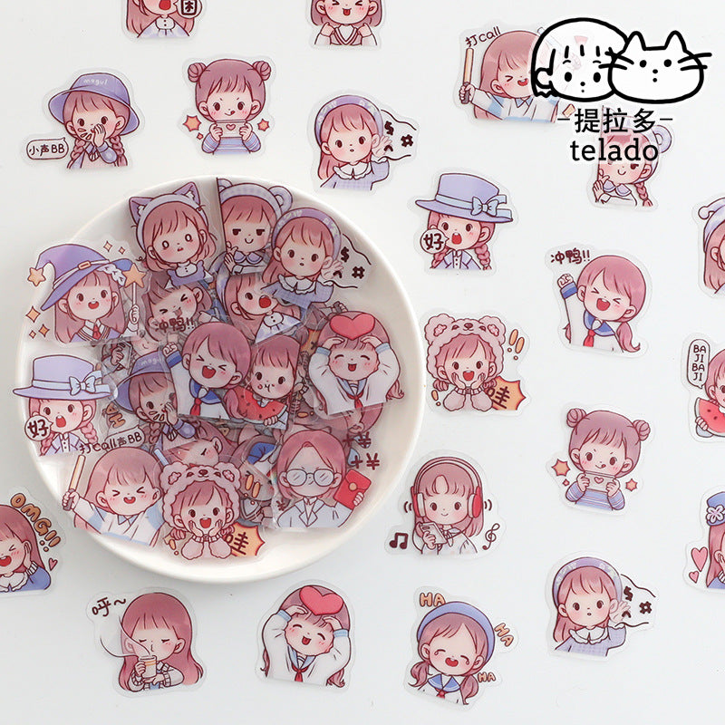 Cute expression hand account character sticker PET waterproof sticker #S7148