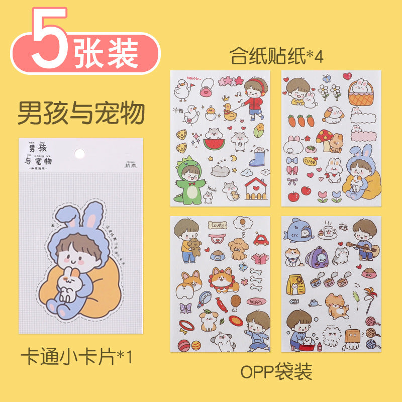 Cute cartoon stickers set Hand account material stickers 4pcs/lot #s8724