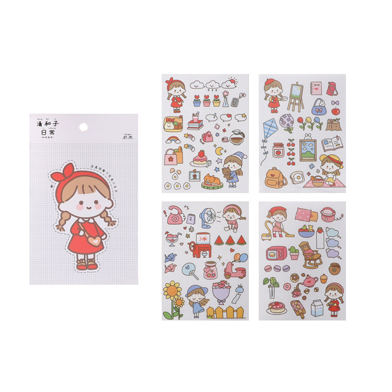 Cute cartoon stickers set Hand account material stickers 4pcs/lot #s8724