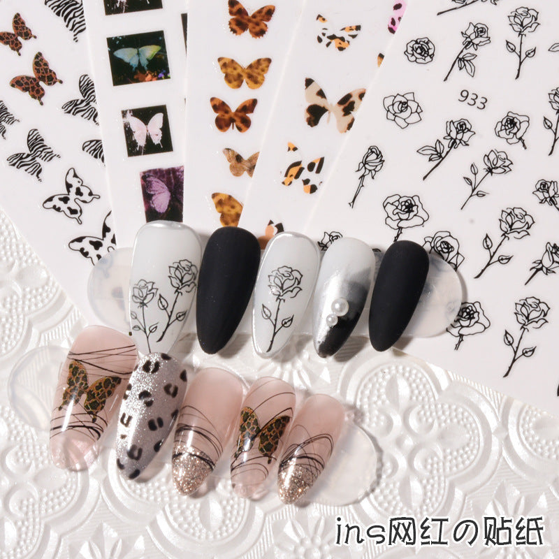 Leopard Print Butterfly Decorative 3d Waterproof Nail Sticker #s5235