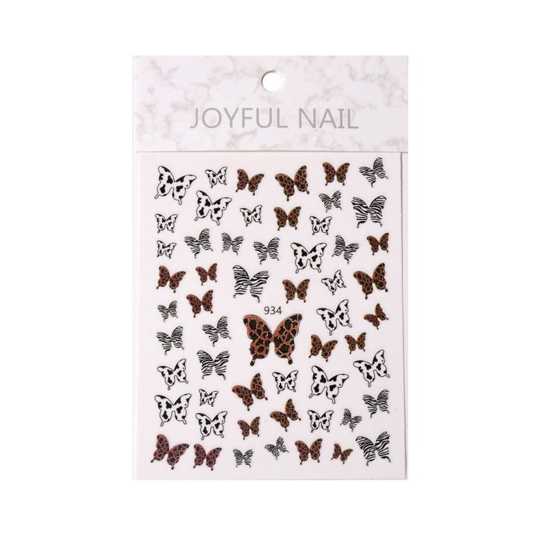 Leopard Print Butterfly Decorative 3d Waterproof Nail Sticker #s5235
