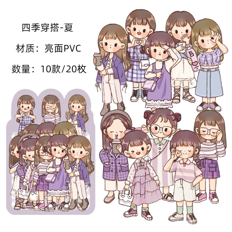 PVC cute girl hand account character material sticker 20pcs/lot #s8645