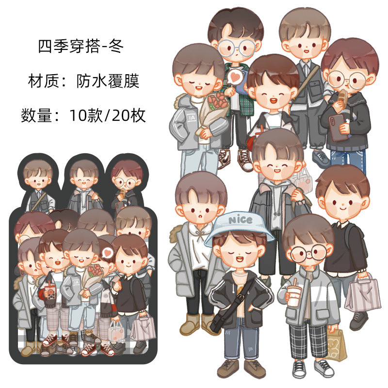 PVC cute girl hand account character material sticker 20pcs/lot #s8645