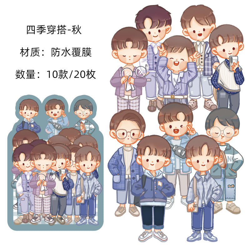 PVC cute girl hand account character material sticker 20pcs/lot #s8645