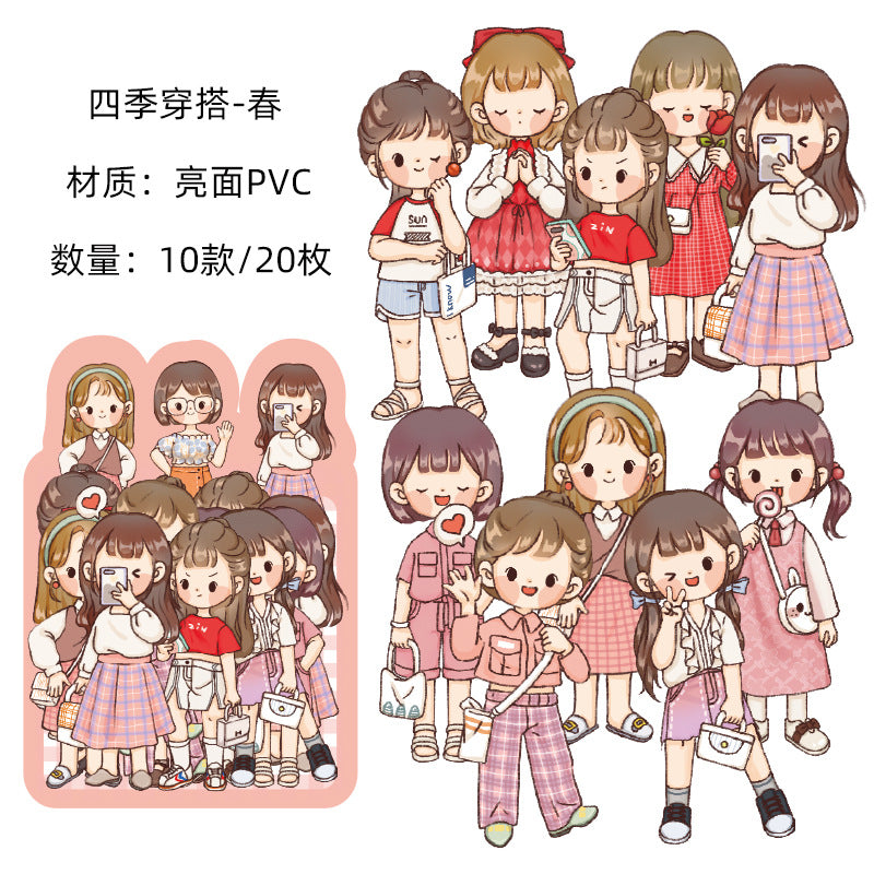 PVC cute girl hand account character material sticker 20pcs/lot #s8645
