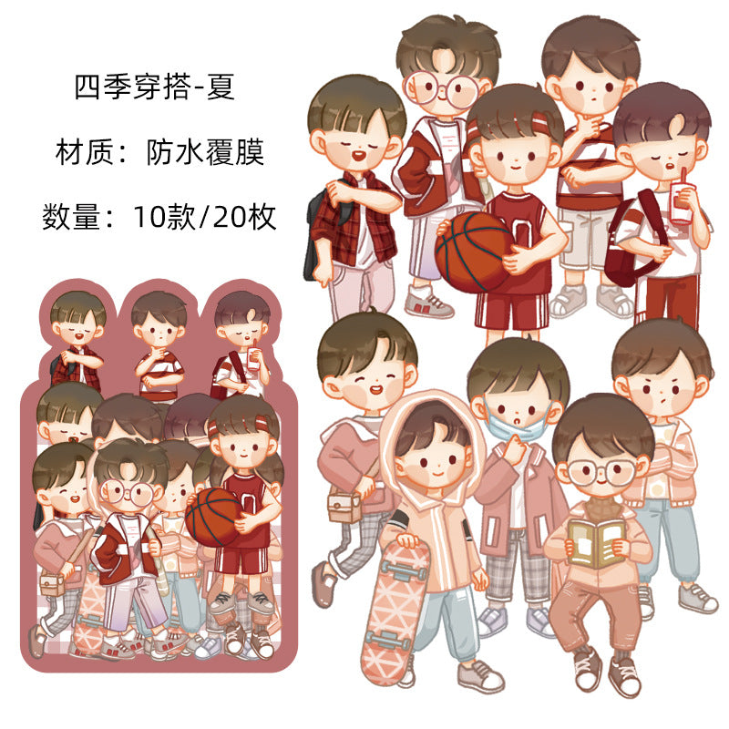 PVC cute girl hand account character material sticker 20pcs/lot #s8645
