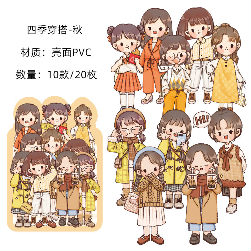 PVC cute girl hand account character material sticker 20pcs/lot #s8645