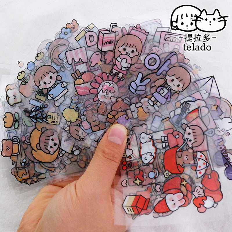 PET waterproof sticker hand account gift box 100pcs/lot #S5718