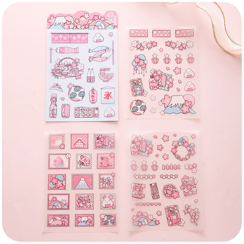 4sheets/lot Cute Cartoon PET Sticker Lovely Girls Scrapbooking Sticker Sheets Japanese Stationery Supply #st2365
