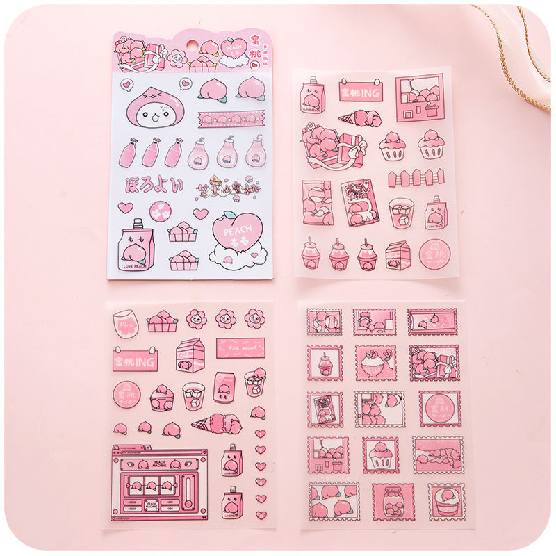 4sheets/lot Cute Cartoon PET Sticker Lovely Girls Scrapbooking Sticker Sheets Japanese Stationery Supply #st2365