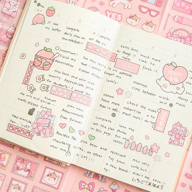 4sheets/lot Cute Cartoon PET Sticker Lovely Girls Scrapbooking Sticker Sheets Japanese Stationery Supply #st2365