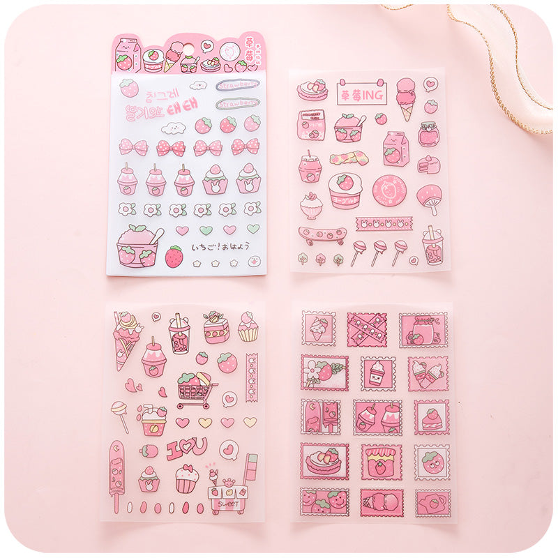 4sheets/lot Cute Cartoon PET Sticker Lovely Girls Scrapbooking Sticker Sheets Japanese Stationery Supply #st2365