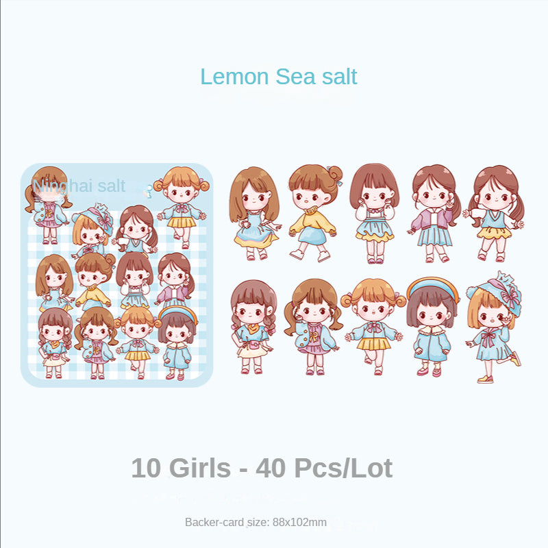 40 Pcs/Lot PET sticker 10 Girls Style cute cartoon waterproof decorative sticker #ST3145